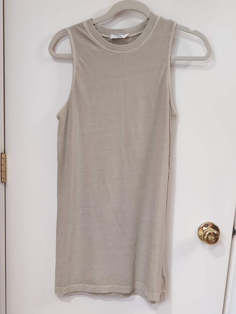 Double Zero Ribbed Crewneck Tank Dress - Taupe